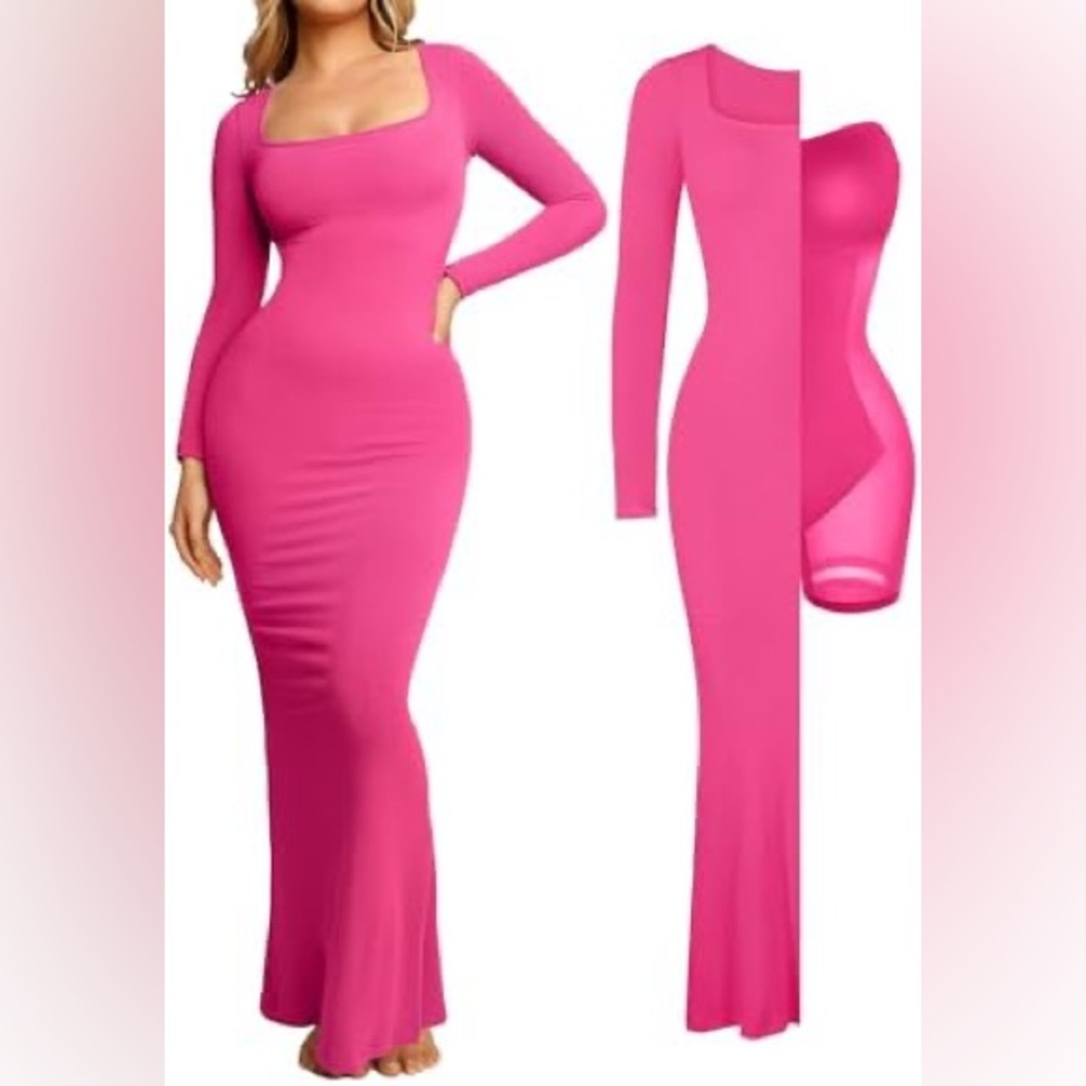 Chic Fuchsia Long Sleeve Dress